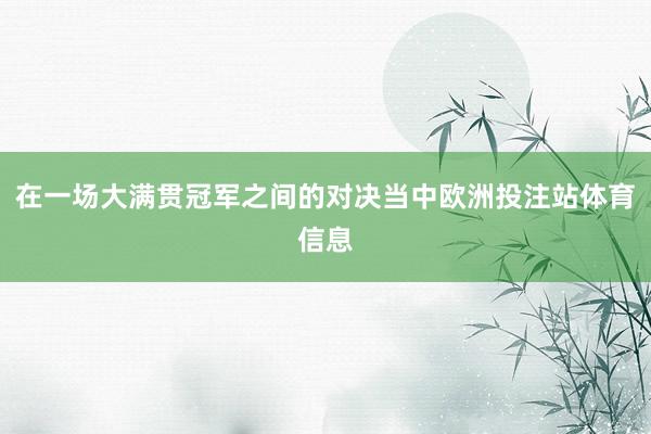 在一场大满贯冠军之间的对决当中欧洲投注站体育信息