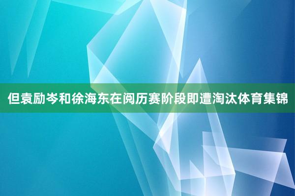 但袁励岑和徐海东在阅历赛阶段即遭淘汰体育集锦