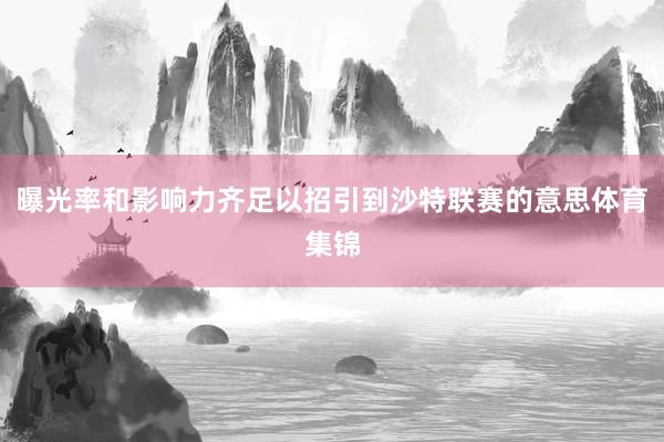 曝光率和影响力齐足以招引到沙特联赛的意思体育集锦