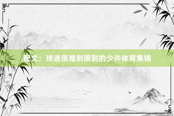配文：球迷很难刺眼到的少许体育集锦