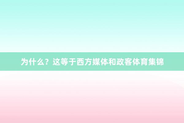 为什么？这等于西方媒体和政客体育集锦