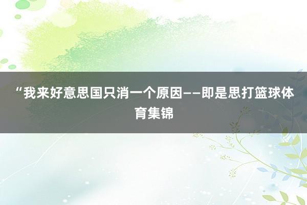 “我来好意思国只消一个原因——即是思打篮球体育集锦
